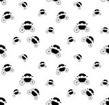 Black and White Cinderella Fairytale carriage. Seamless Pattern.