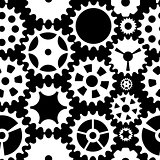 Machine Gear Wheel Cogwheel Seamless Pattern Background. Vector 