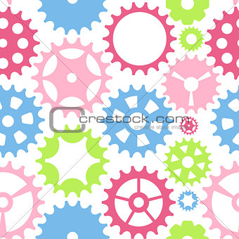 Machine Gear Wheel Cogwheel Seamless Pattern Background. Vector 