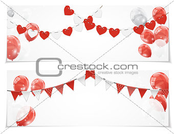 Color Glossy Balloons Card Set Background Vector Illustration