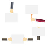 White Paper Blank  Template in the Hand. Flat Style Vector Illus