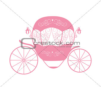 Pink Princess Cinderella Fairytale carriage. Vector Illustration