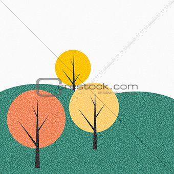 Simple Autumn Tree Background Vector Illustration