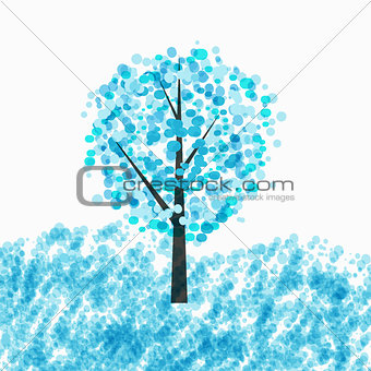 Abstract Beautiful Winter Tree Background Vector Illustration