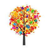 Color Glossy Balloons Tree Background. Happy Birthday Concept. V