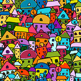Colorful city, seamless pattern for your design