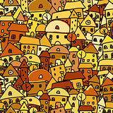 Autumn city, seamless pattern for your design