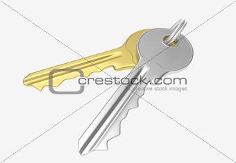 gold and silver key with silver ring