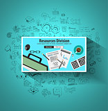 Business Resources Division concept  with Doodle design styl