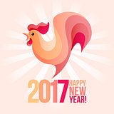 Vector illustration of pink rooster