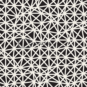 Vector Seamless Black and White Irregular Triangles Grid Pattern