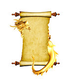 Dragon and scroll of old parchment