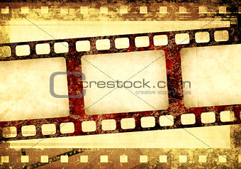 Grunge background with retro filmstrips and paper texture