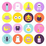 Trendy Halloween Circle Icons Set
