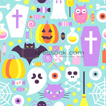Trendy Colors Halloween Seamless Pattern