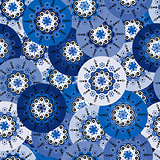 Blue background with round motifs