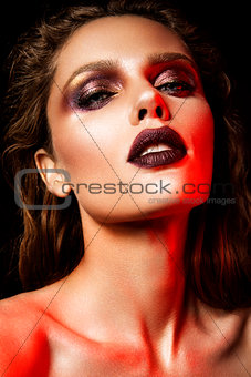 Woman with red make up