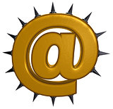 email symbol with prickles on white background- 3d illustration