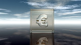 euro symbol in glass cube under cloudy blue sky - 3d illustration