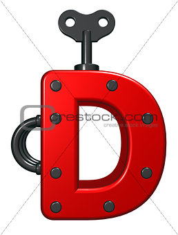 letter d with decorative pieces - 3d rendering