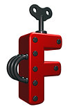 letter f with decorative pieces - 3d rendering
