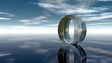metal letter o under cloudy sky - 3d rendering