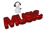 music tag and pawn with headphones - 3d rendering