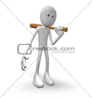 guy with baseball bat - 3d illustration
