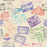 Seamless texture with real visa stamps.