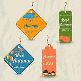 Set of 4 retro autumn tags.