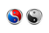 Metallic Yin Yang Symbol Design as 3D Shaped