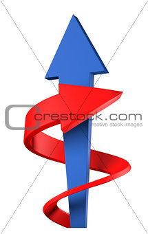 Red and blue arrows