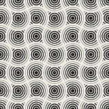 Vector Seamless Black and White Circle Lines Grid Pattern