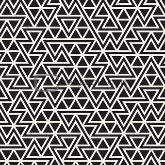 Vector Seamless Black And White Jumble Triangle Lines Pattern