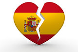 Broken white heart shape with Spain flag