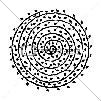 Floral spiral ornament, hand drawn sketch for your design