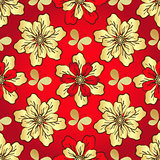 Floral vivid red seamless pattern