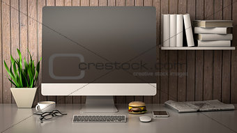breakfast with a computer 3d illustration