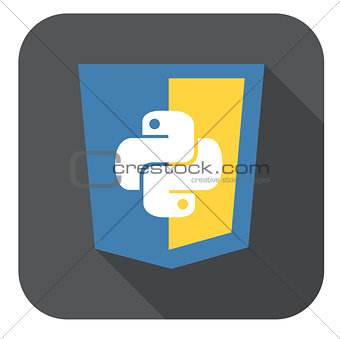 vector illustration of blue and yellow shield with html five badge, isolated web site development icon on white background