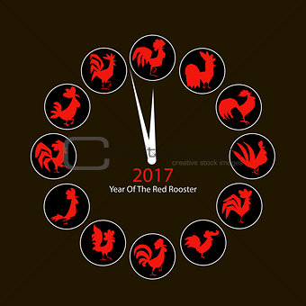 Rooster clock, symbol of 2017 new year