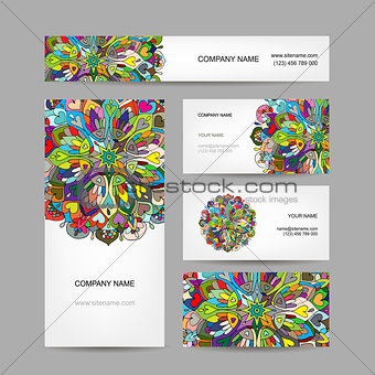 Business card collection, abstract floral design