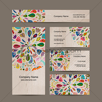 Business card collection, abstract floral design