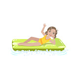Girl Laying On The Water  Air Bed