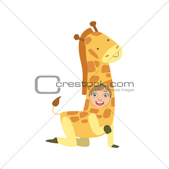 Boy Wearing Giraffe Animal Costume