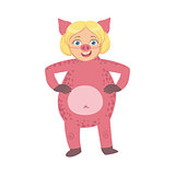 Girl Wearing Pig Animal Costume