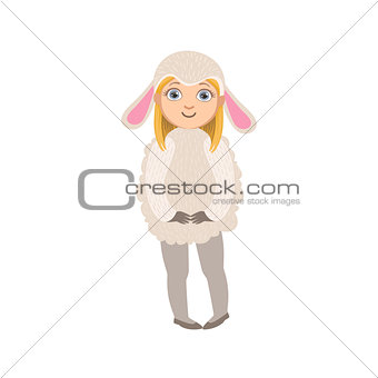 Girl Wearing Sheep Animal Costume