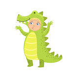 Boy Wearing Crocodile Animal Costume