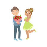 Boy Giving Flower Bouquet To A Girl