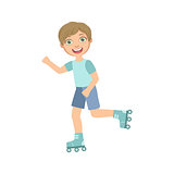 Boy Roller Skating Outdoors