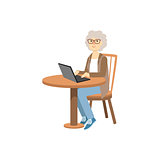 Old Woman Working On Lap Top